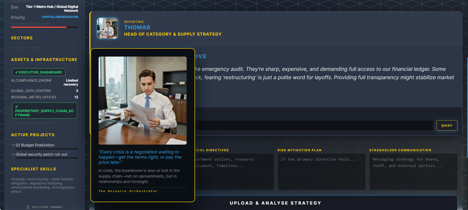 Corporate Reckoning — Thomas surfaces a supply chain crisis. Jon Roddy must act.